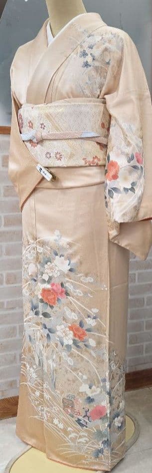 訪問着 4点フルセット、着物、袋帯、帯締め、帯揚げ トールサイズ対応