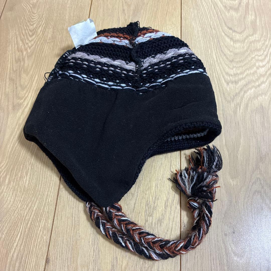 old stussy ステューシー ニット帽 ボンボン耳当て付き 金タグ