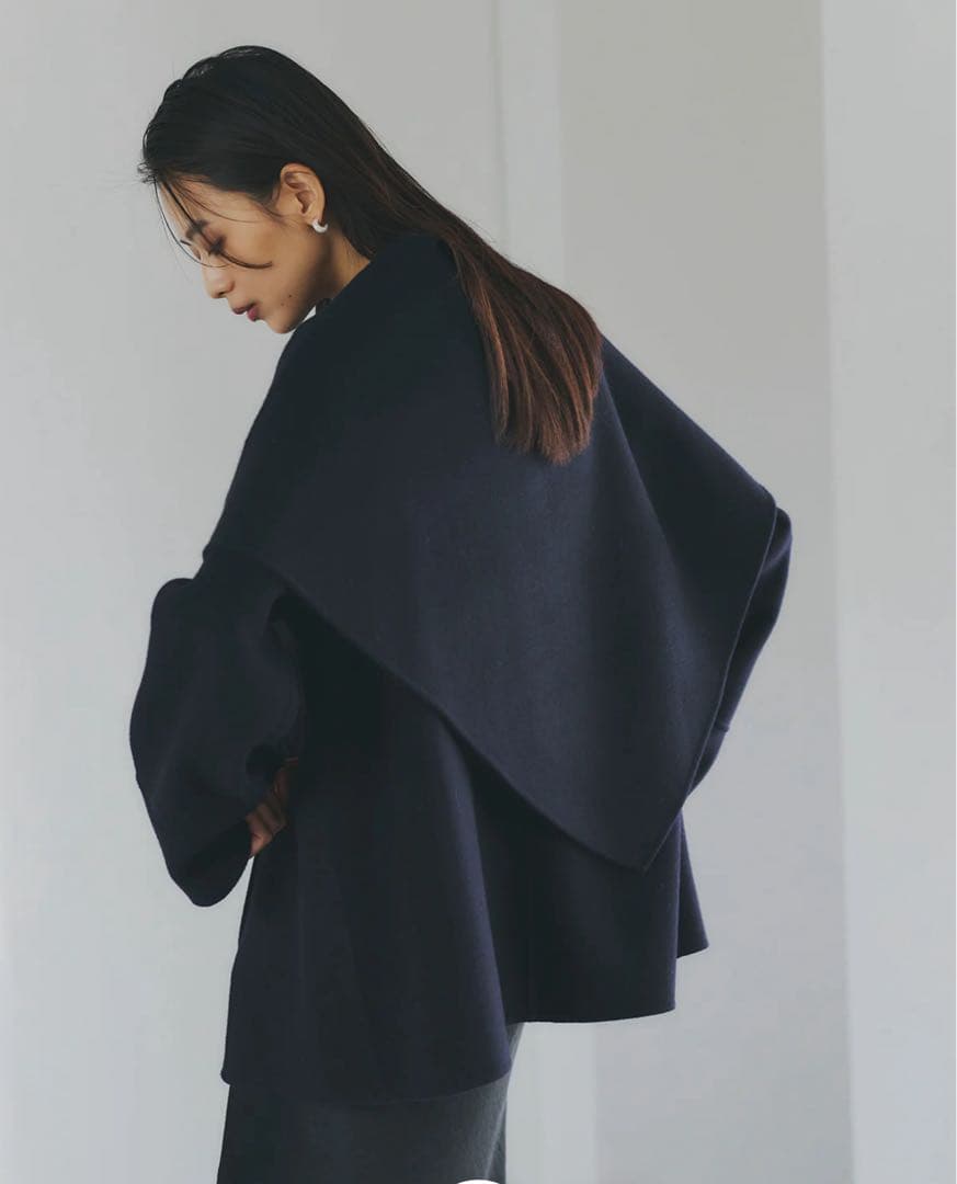 anuans リバーウールミドルマフラーコート