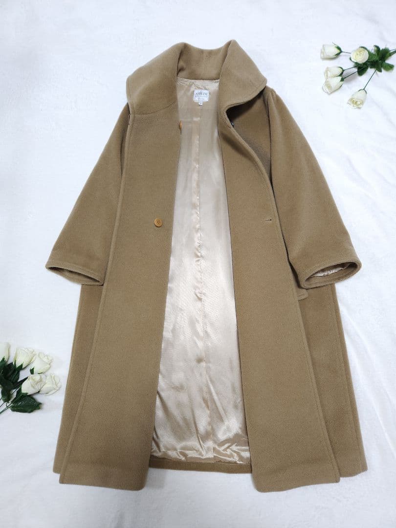 ARMANI 高級ロングコート 美品 30万 カシミヤ混 キャメルベージュ