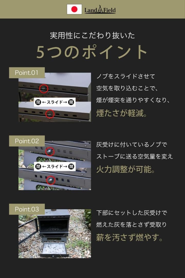 LandField 薪ストーブ　収納バッグ付き