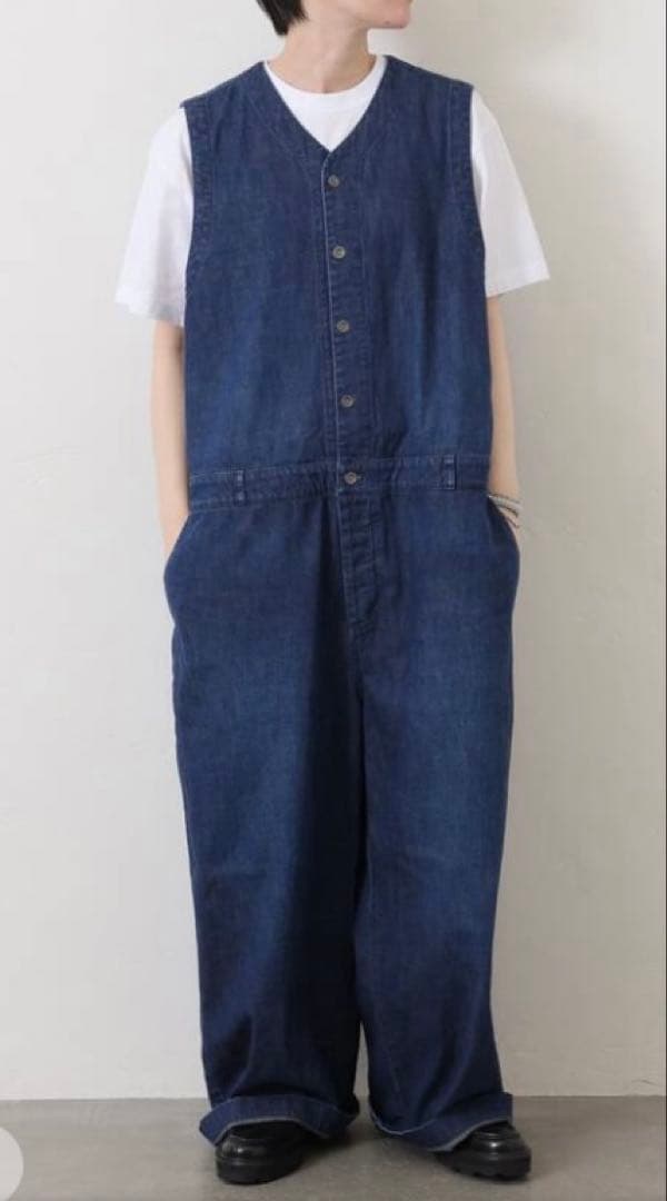8OZデニム ノースリオールインワンは