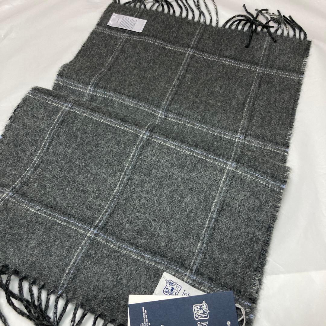 新品 ジョンストンズ カシミヤ100％ 中判 リバーシブル グレー 国内正規品