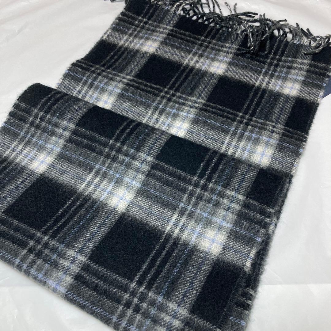 新品 ジョンストンズ カシミヤ100％ 中判 リバーシブル グレー 国内正規品