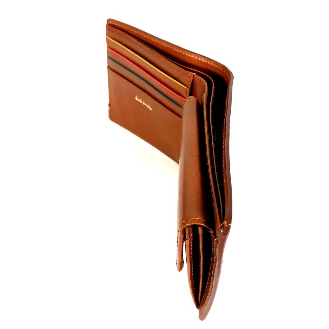 新品 ポールスミス 二つ折り財布 コンパクト レザー 財布　茶　70C834