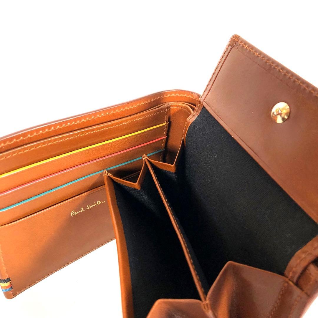 新品 ポールスミス 二つ折り財布 コンパクト レザー 財布　茶　70C834