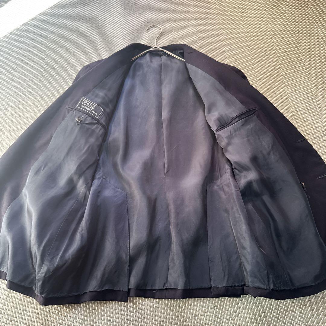 ポロラルフローレン　紺ブレ　金ボタン　ダブルテーラードジャケット　メンズL
