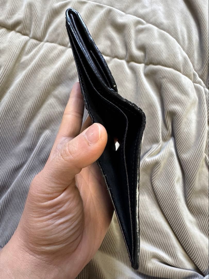 激安！未使用！　クロコダイル　ポロサス　マット　ブラック　二つ折り財布