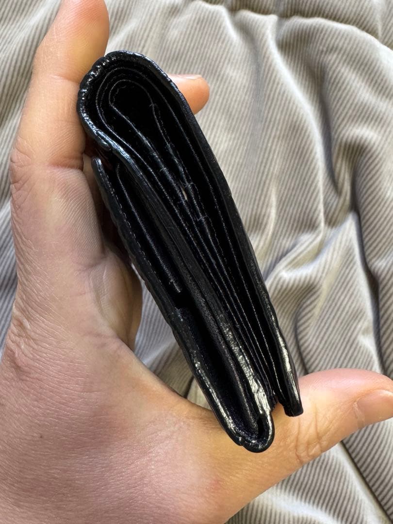 激安！未使用！　クロコダイル　ポロサス　マット　ブラック　二つ折り財布