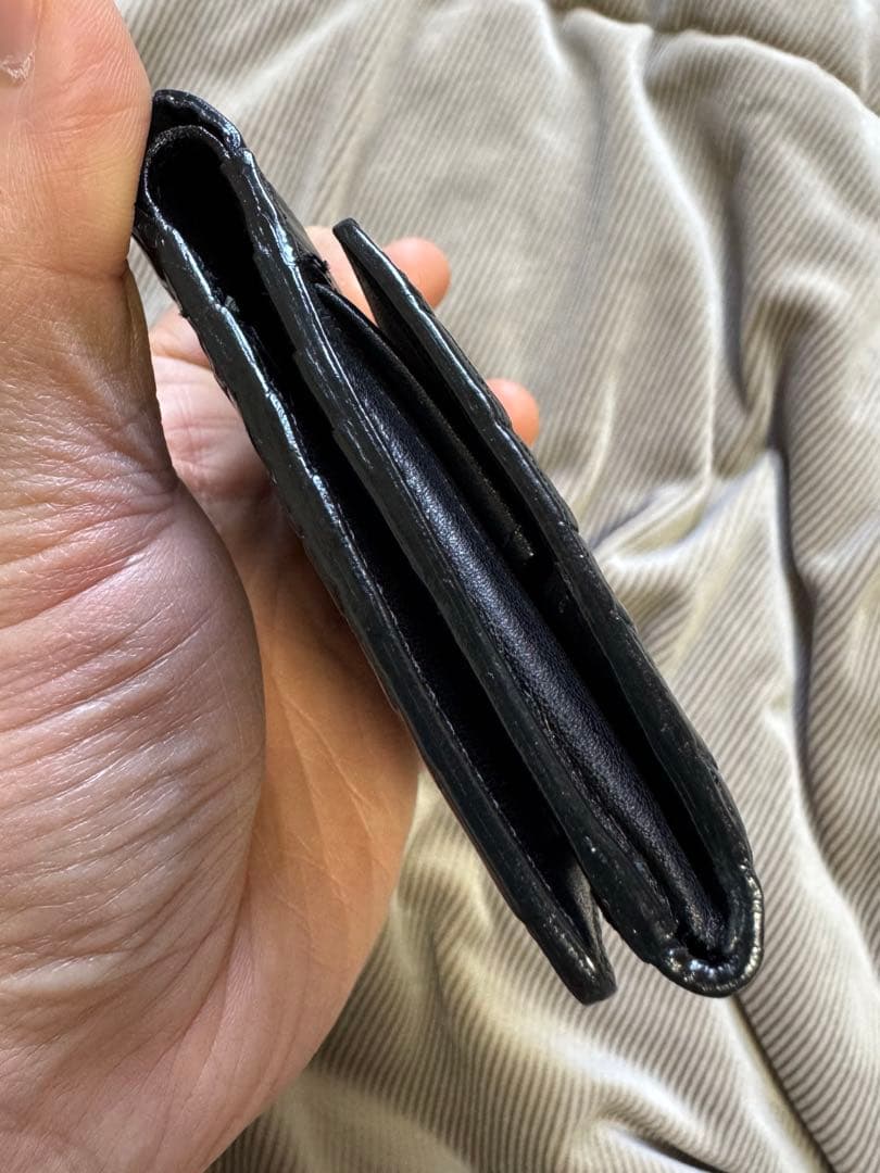 激安！未使用！　クロコダイル　ポロサス　マット　ブラック　二つ折り財布