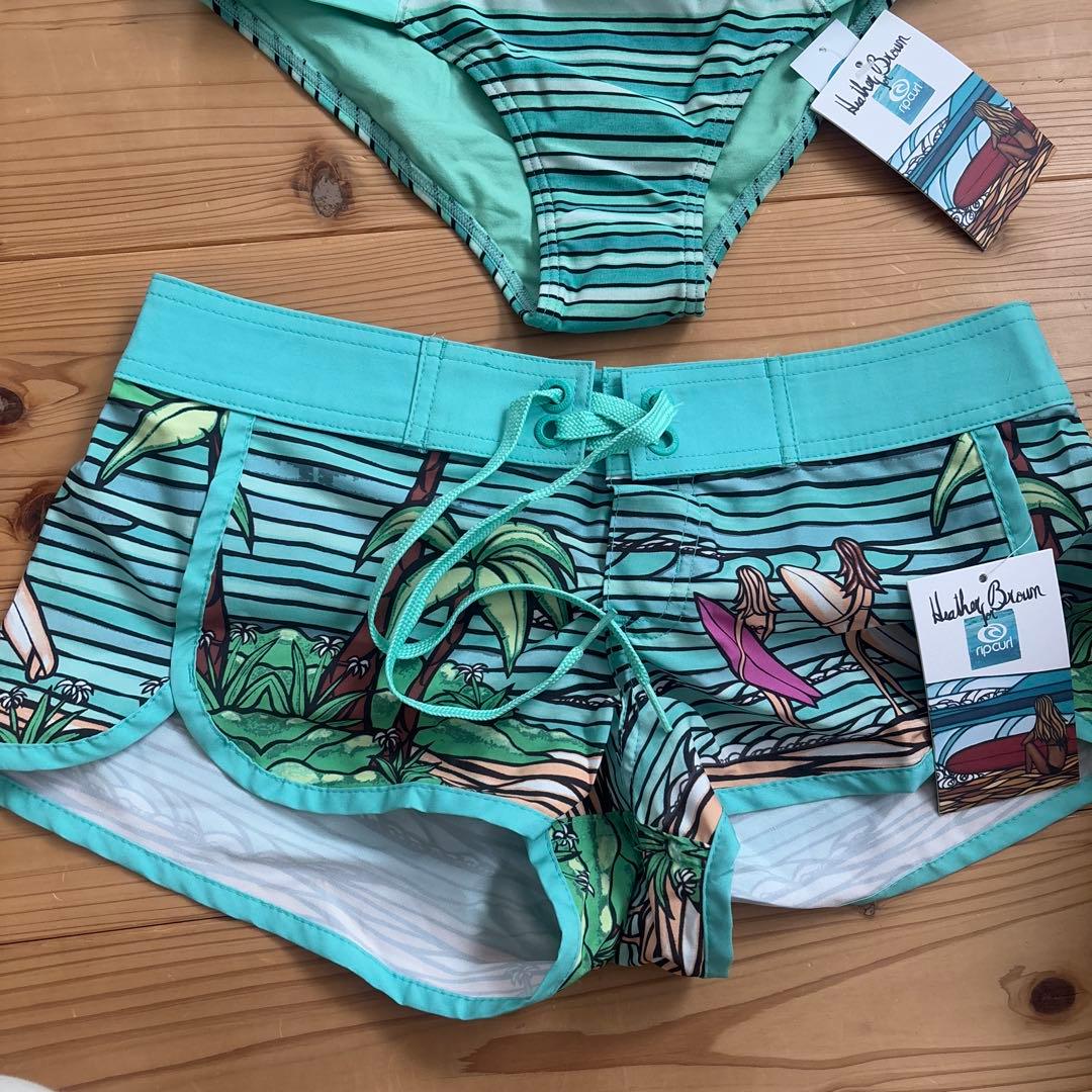 【入手困難】リップカール　ヘザーブラウン　水着　セパレート　短パンセット