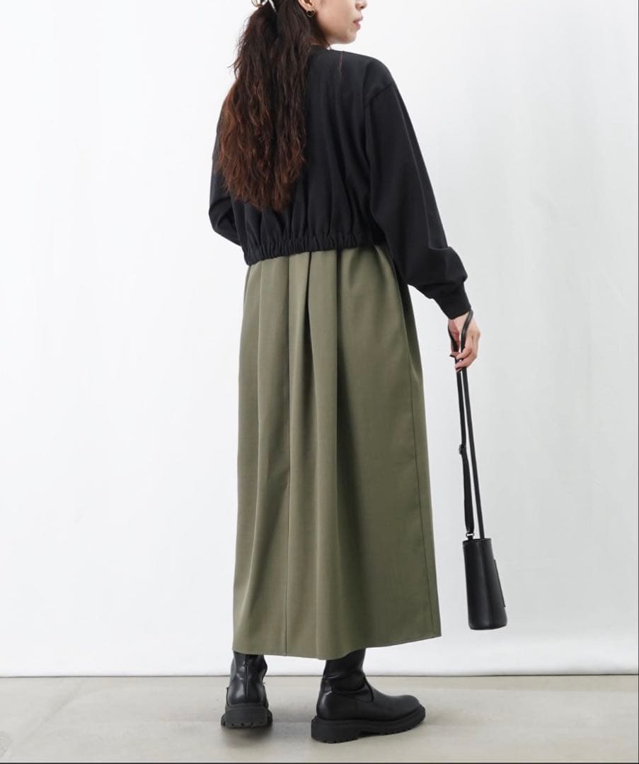 LUCA/LADY LUCK LUCA LC/LLL カット布帛切替ワンピース