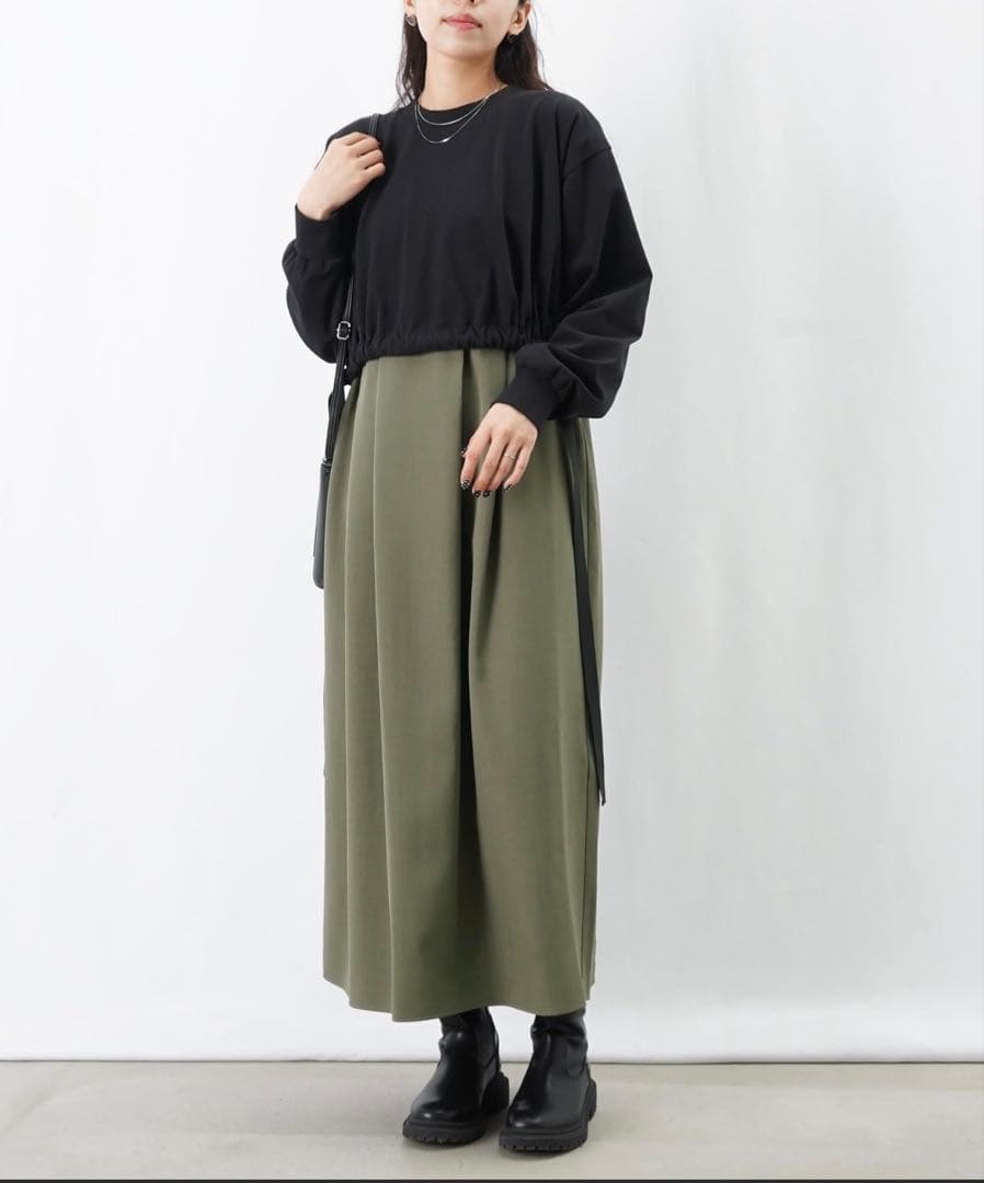 LUCA/LADY LUCK LUCA LC/LLL カット布帛切替ワンピース