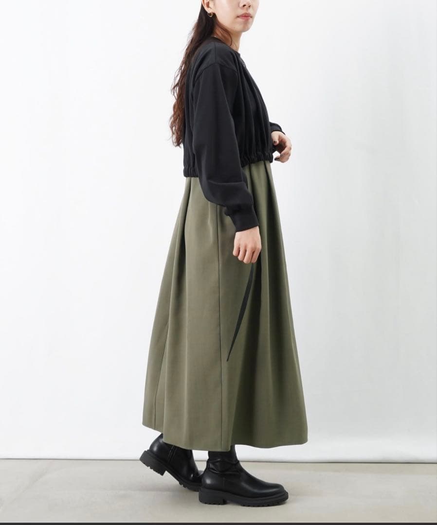 LUCA/LADY LUCK LUCA LC/LLL カット布帛切替ワンピース