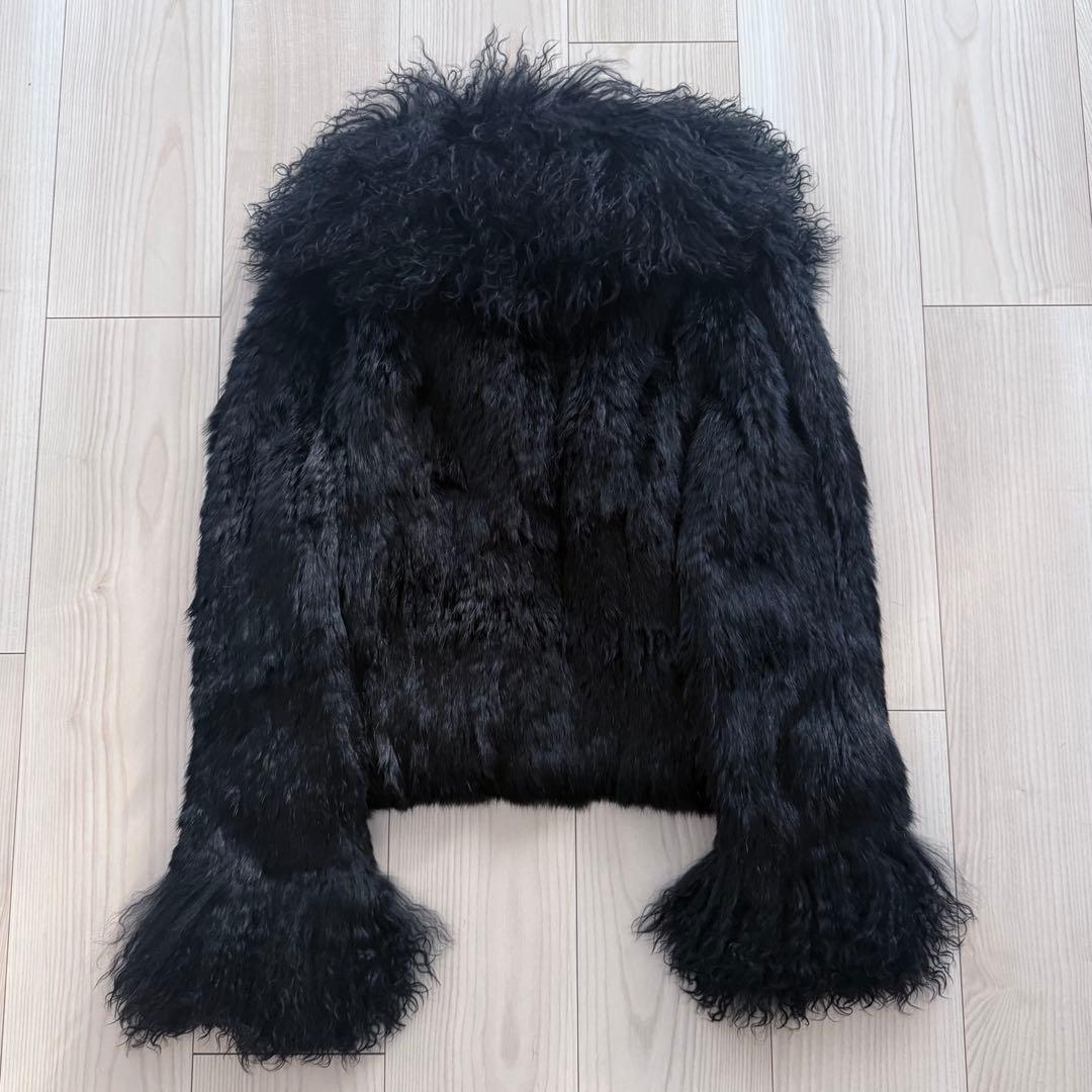 ジャケット・アウター black lamb fur jacket