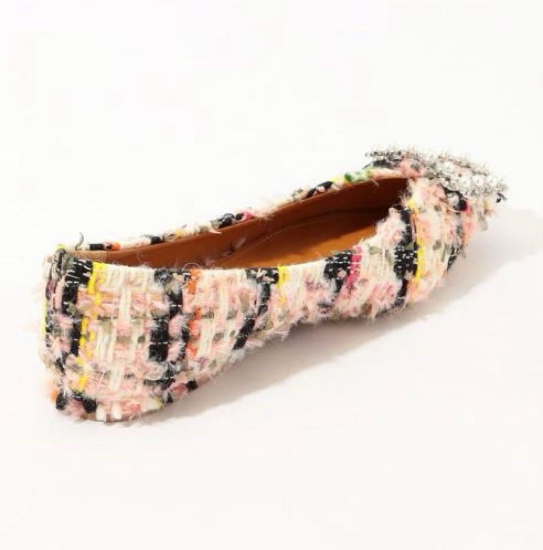 【新品】PIPPICHIC ANNA V JWL ツイードフラットシューズ36