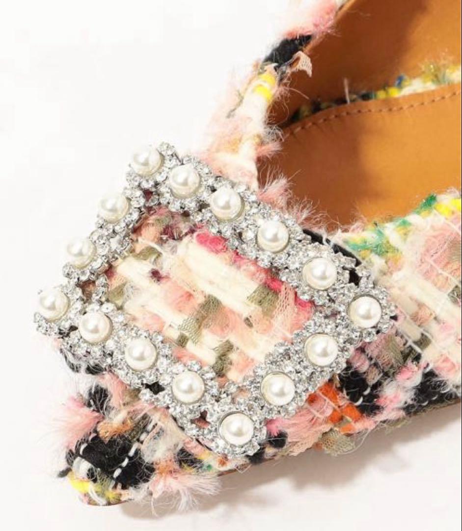 【新品】PIPPICHIC ANNA V JWL ツイードフラットシューズ36