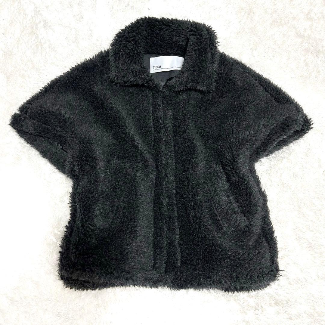 ✨美品✨ ティッカ ポンチョ コート ウール ファー 黒 23AW TICCA