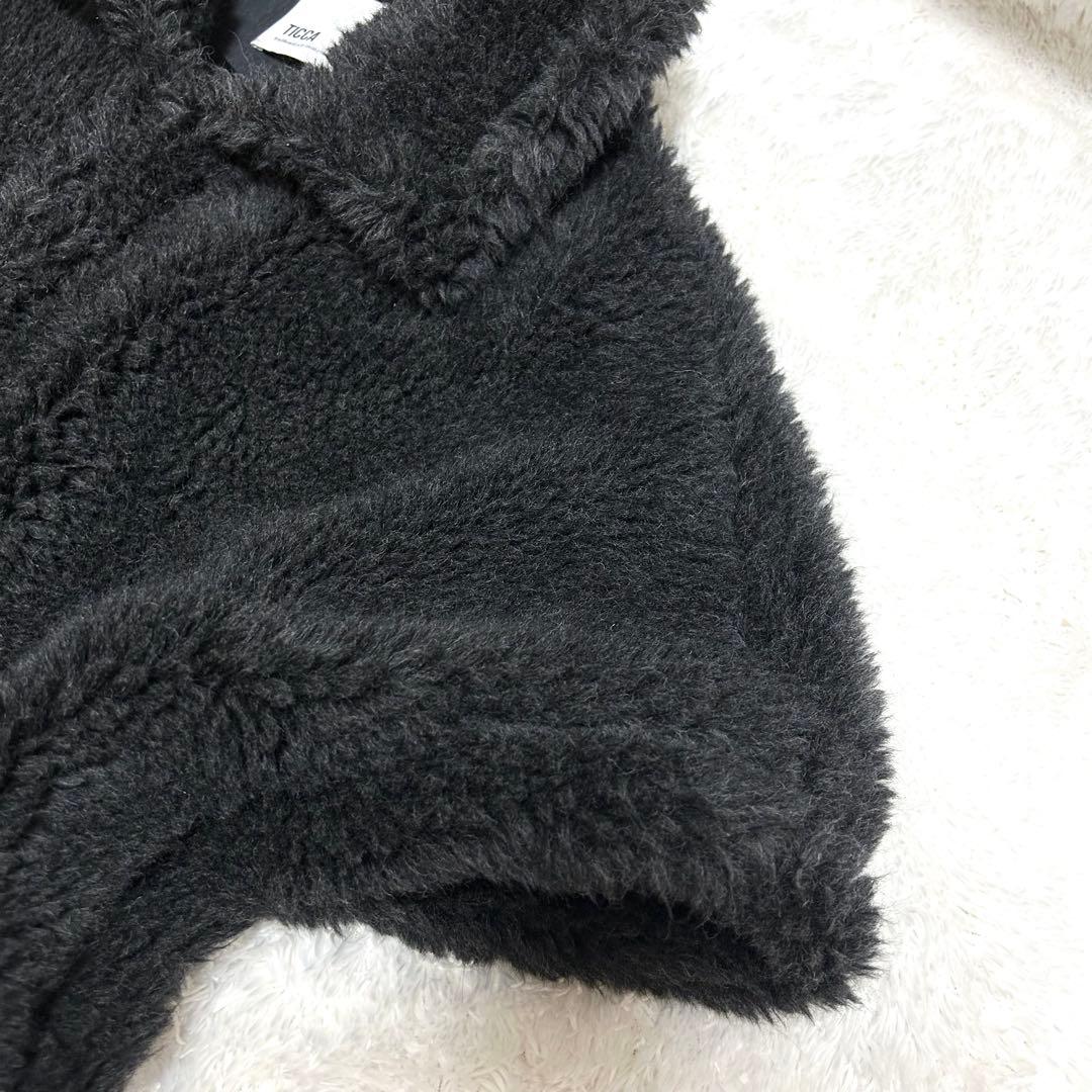 ✨美品✨ ティッカ ポンチョ コート ウール ファー 黒 23AW TICCA