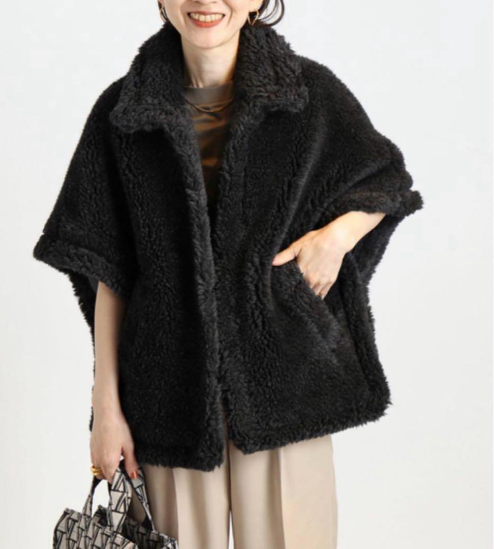 ✨美品✨ ティッカ ポンチョ コート ウール ファー 黒 23AW TICCA