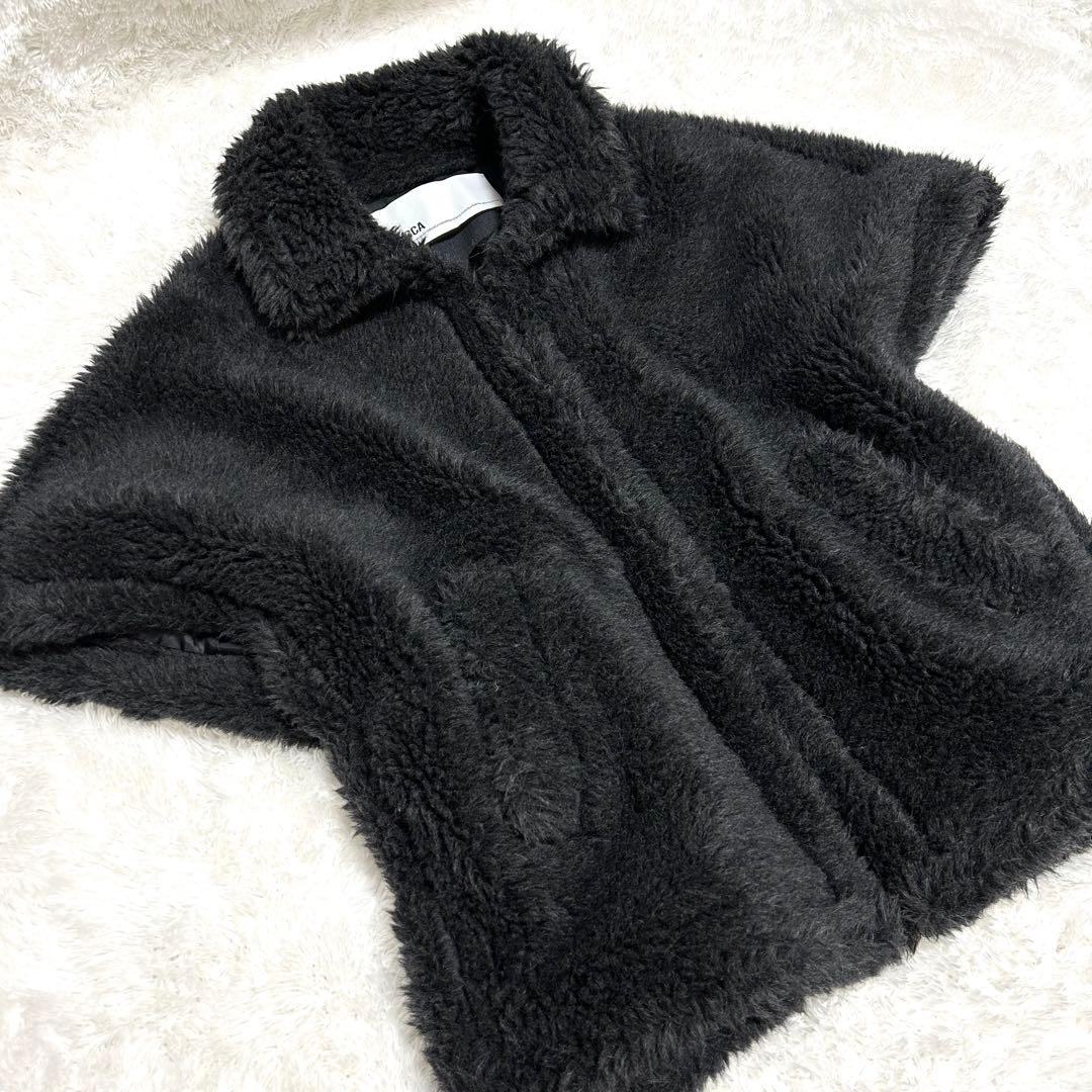 ✨美品✨ ティッカ ポンチョ コート ウール ファー 黒 23AW TICCA