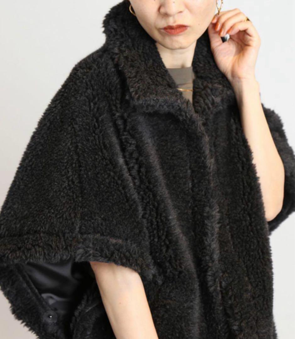 ✨美品✨ ティッカ ポンチョ コート ウール ファー 黒 23AW TICCA