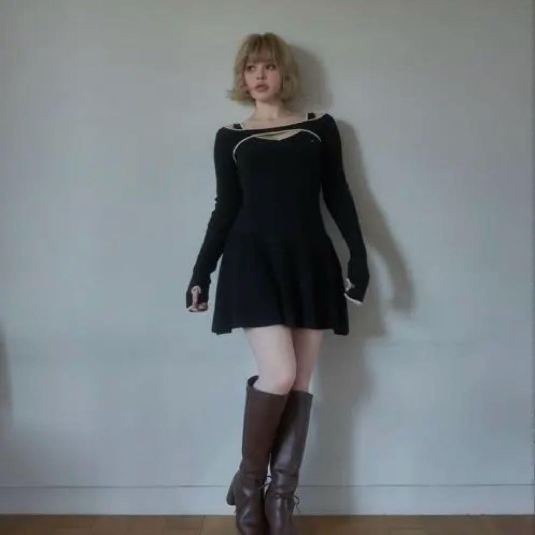 アンドマリー nana cable flare mini dress