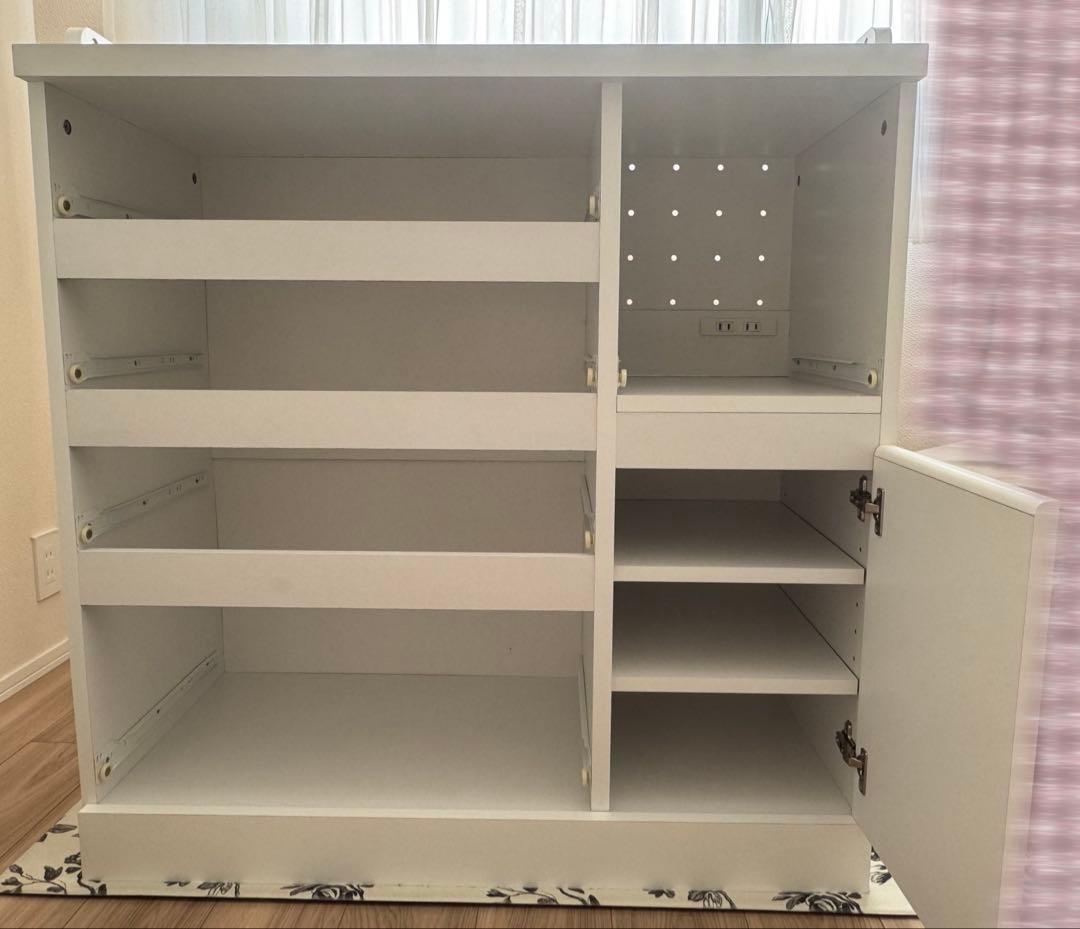 LOWYA 食器棚 レンジ台 Bタイプ ホワイト