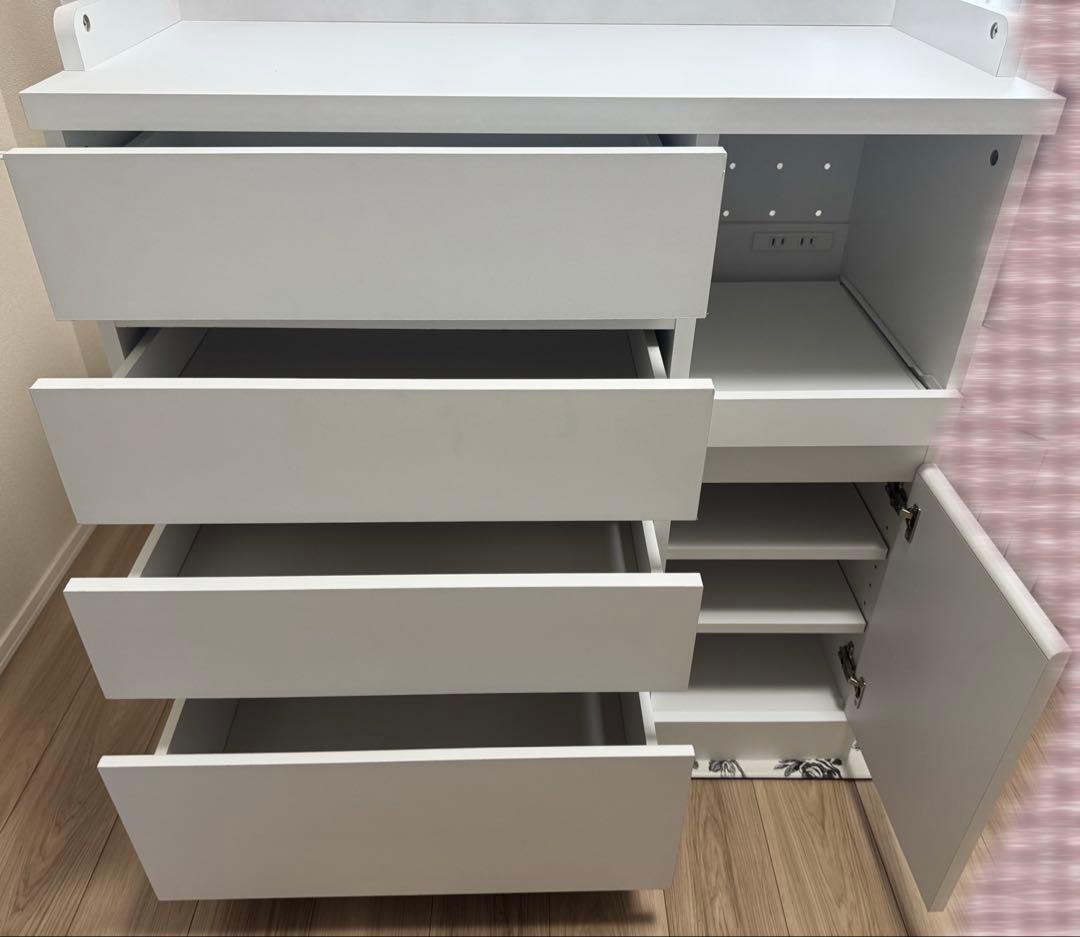 LOWYA 食器棚 レンジ台 Bタイプ ホワイト