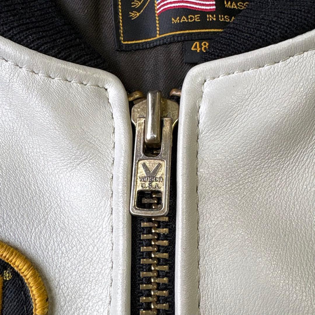 希少ビックサイズ VANSON オールレザー スタジャン チームジャケット 48