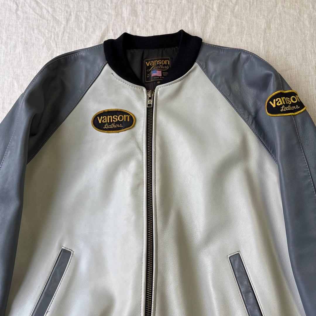希少ビックサイズ VANSON オールレザー スタジャン チームジャケット 48
