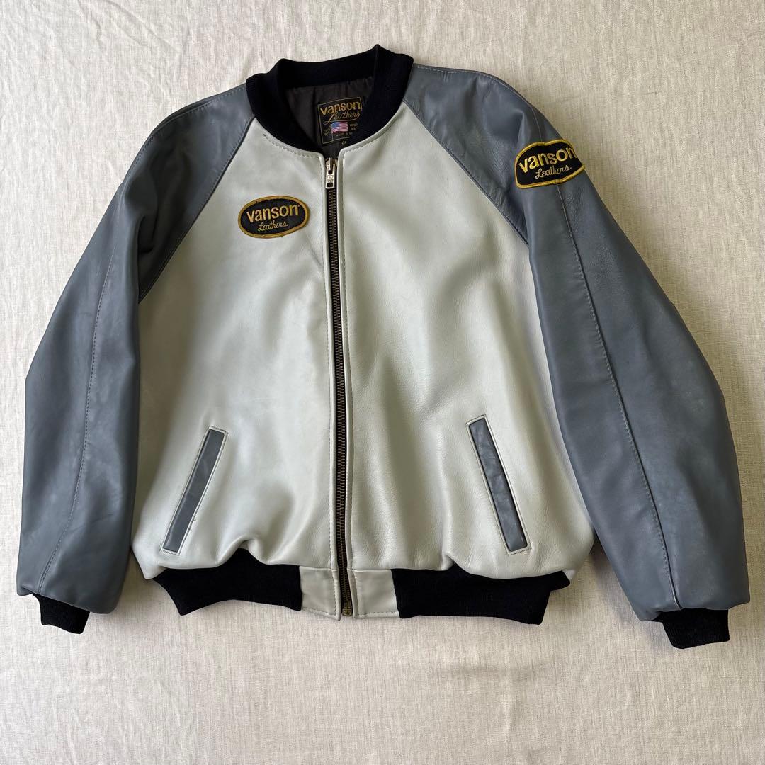 希少ビックサイズ VANSON オールレザー スタジャン チームジャケット 48