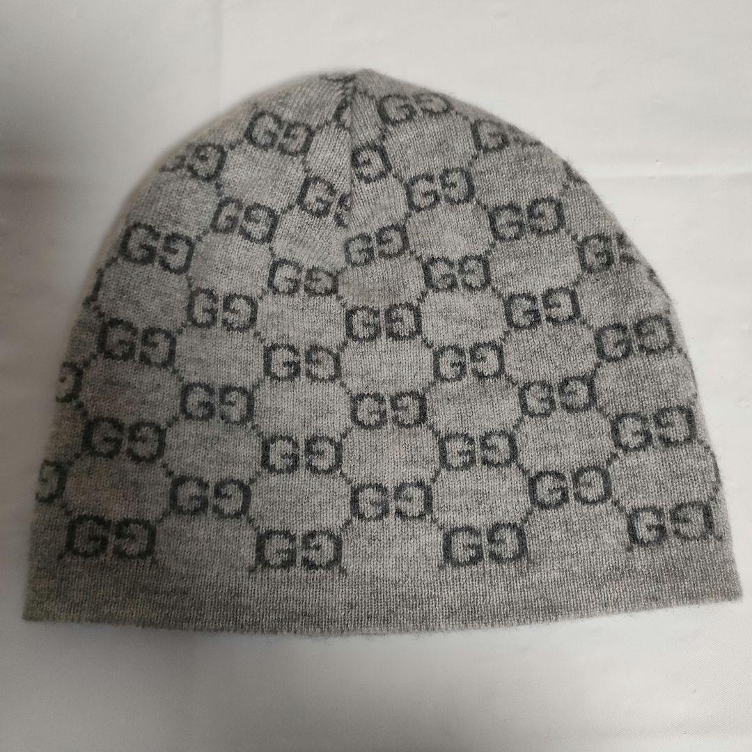 GUCCI　グッチ　ニット帽　GG柄　カシミヤ100%