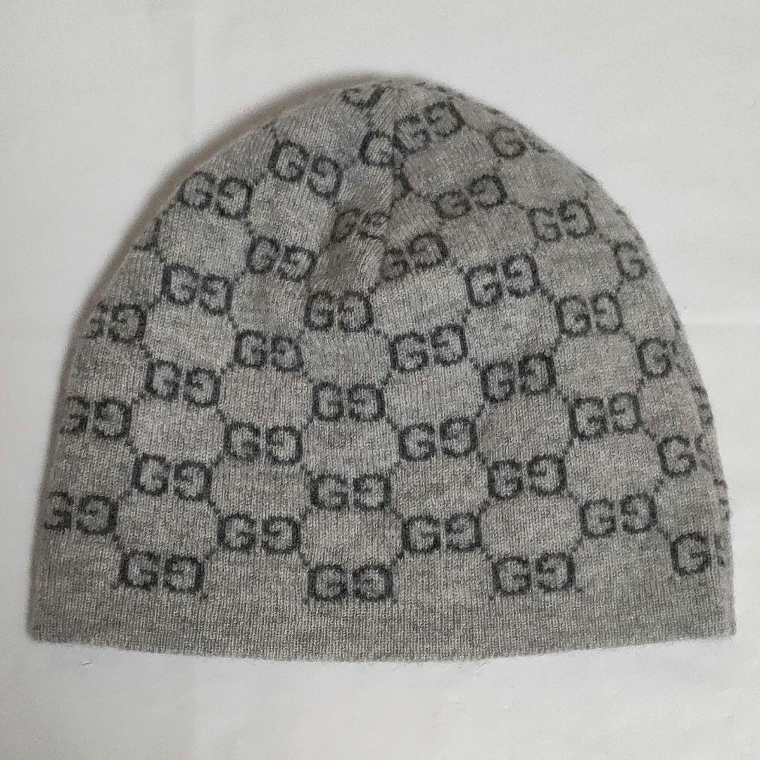 GUCCI　グッチ　ニット帽　GG柄　カシミヤ100%