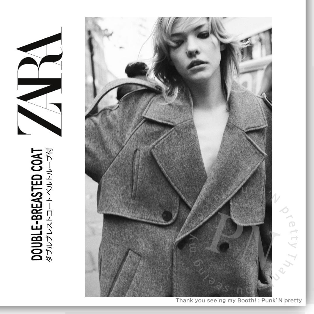 〇新品 ZARA ダブルブレストコート ベルトとループ付き XS 国内サイズＭＬ