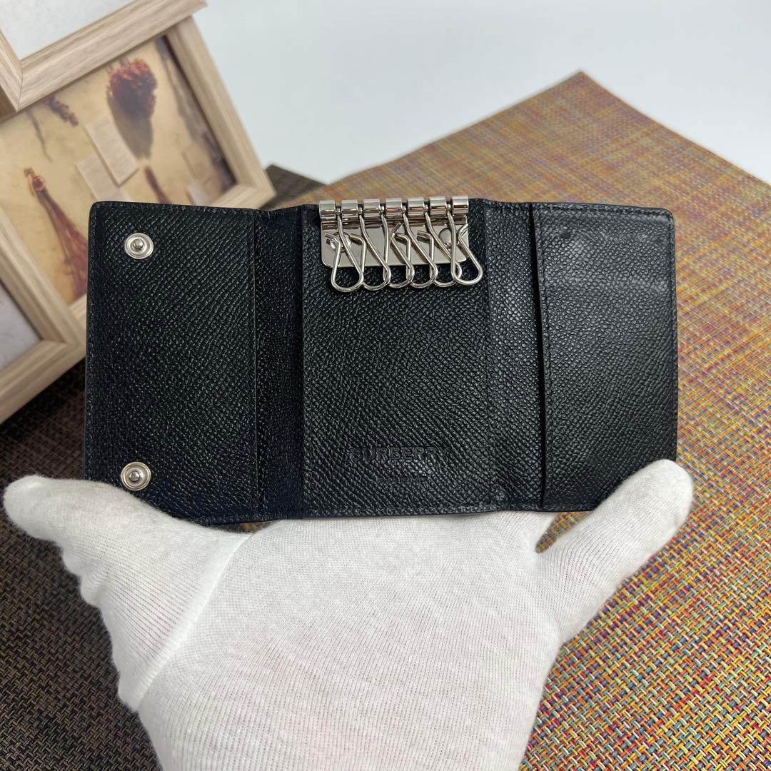 ✨極美品✨BURBERRY バーバリー TBロゴ　6連キーケース　ブラックレザー