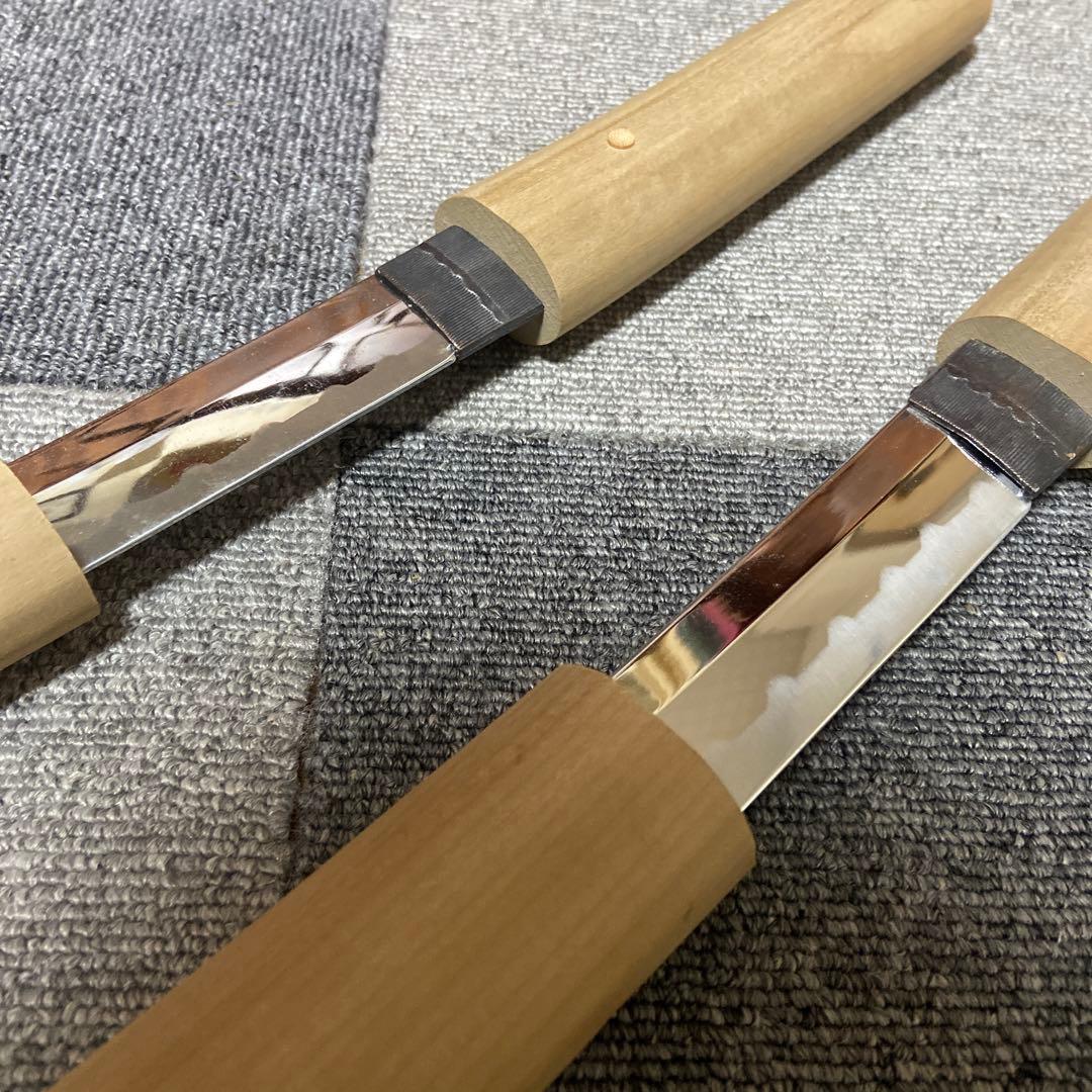 模造刀 高級白木鞘大小2本