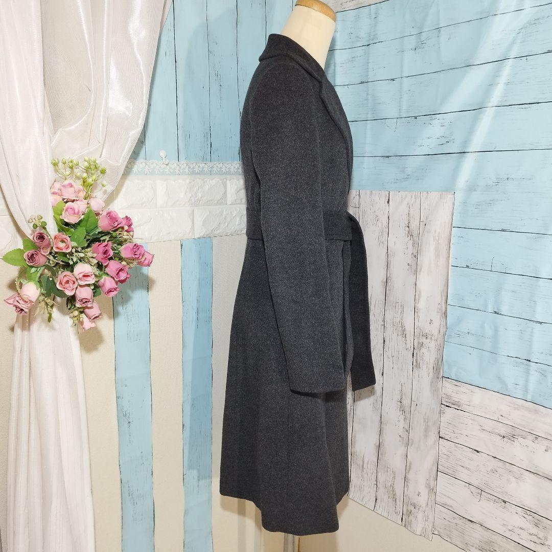 UNTITLED カシミヤ 100% リボンベルト ダークグレー ロングコート