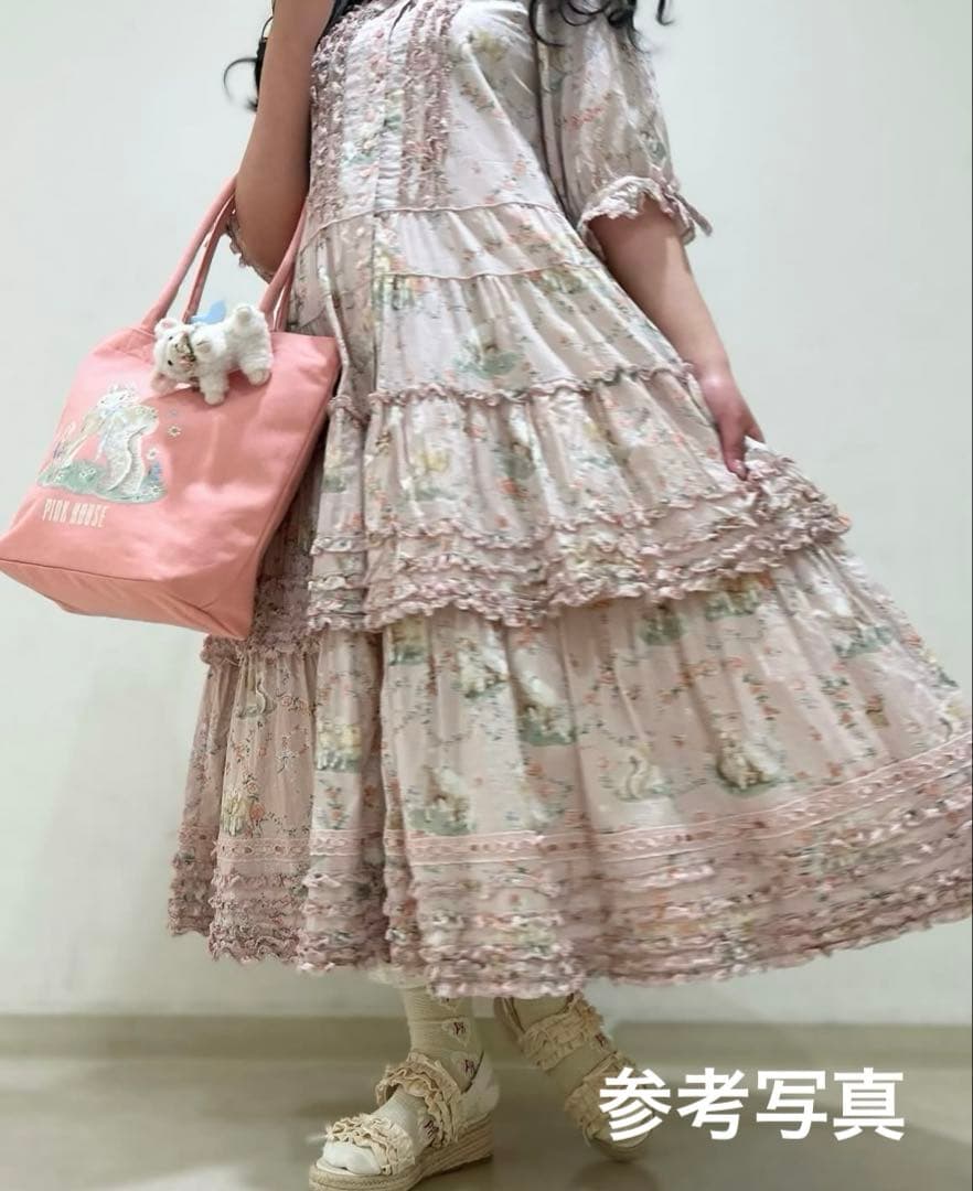 ピンクハウス まきばのひつじプリント ロング丈ワンピース ピンク