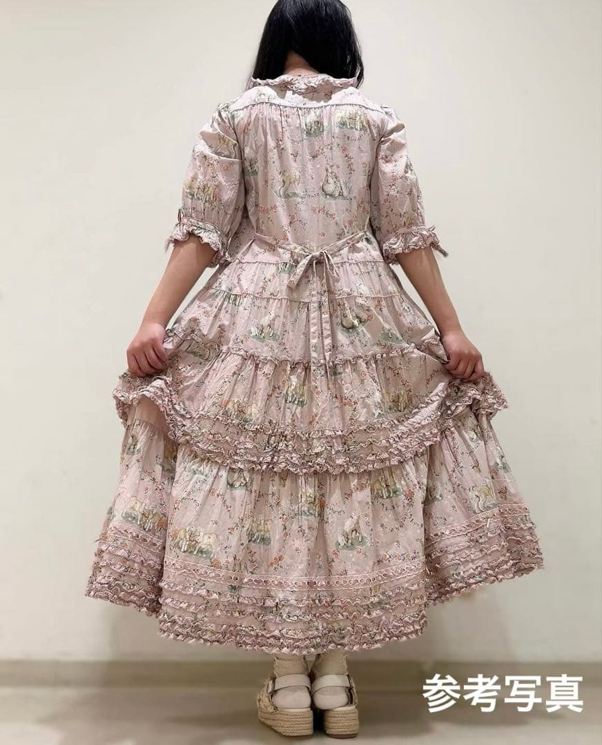 ピンクハウス まきばのひつじプリント ロング丈ワンピース ピンク