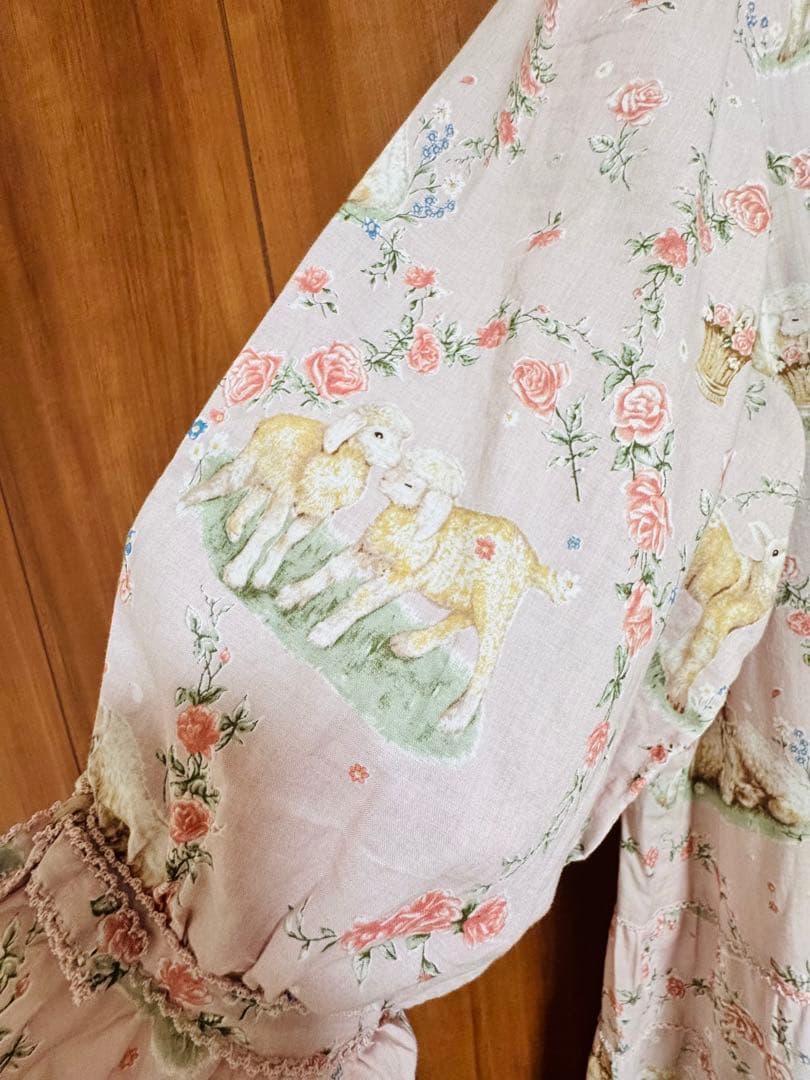 ピンクハウス まきばのひつじプリント ロング丈ワンピース ピンク