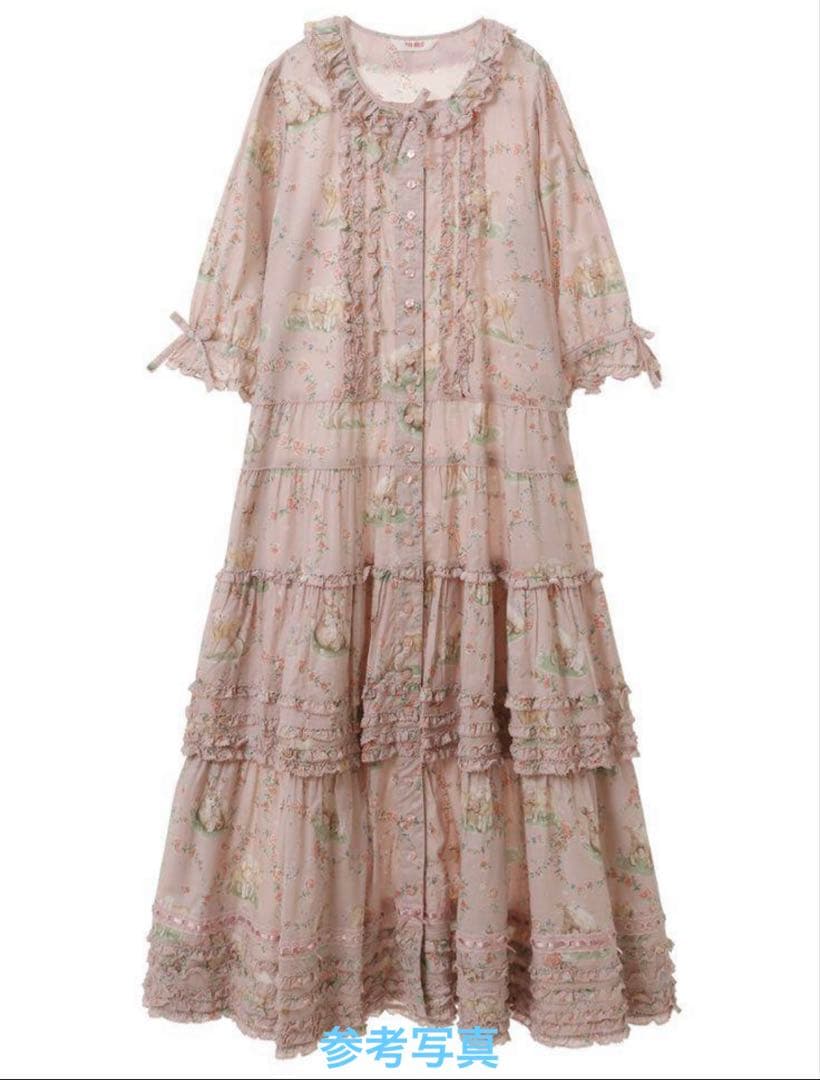 ピンクハウス まきばのひつじプリント ロング丈ワンピース ピンク