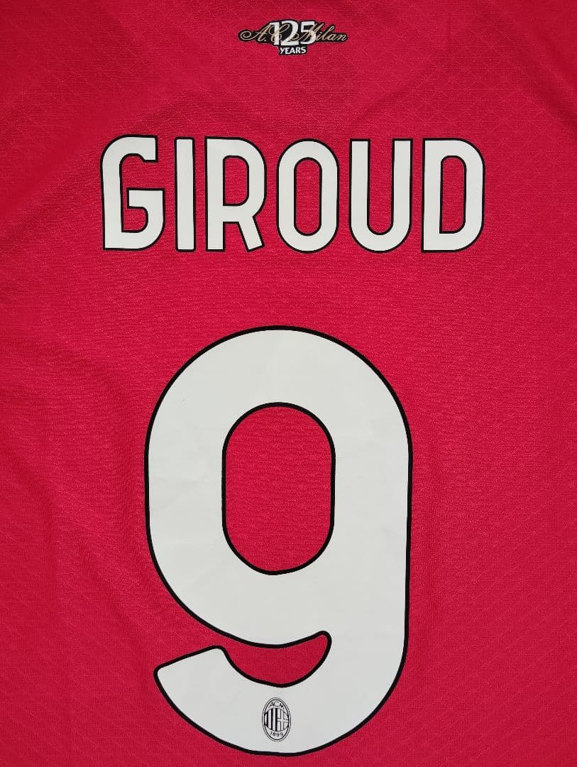 ACミラン GIROUD 9番 ユニフォーム 赤・黒