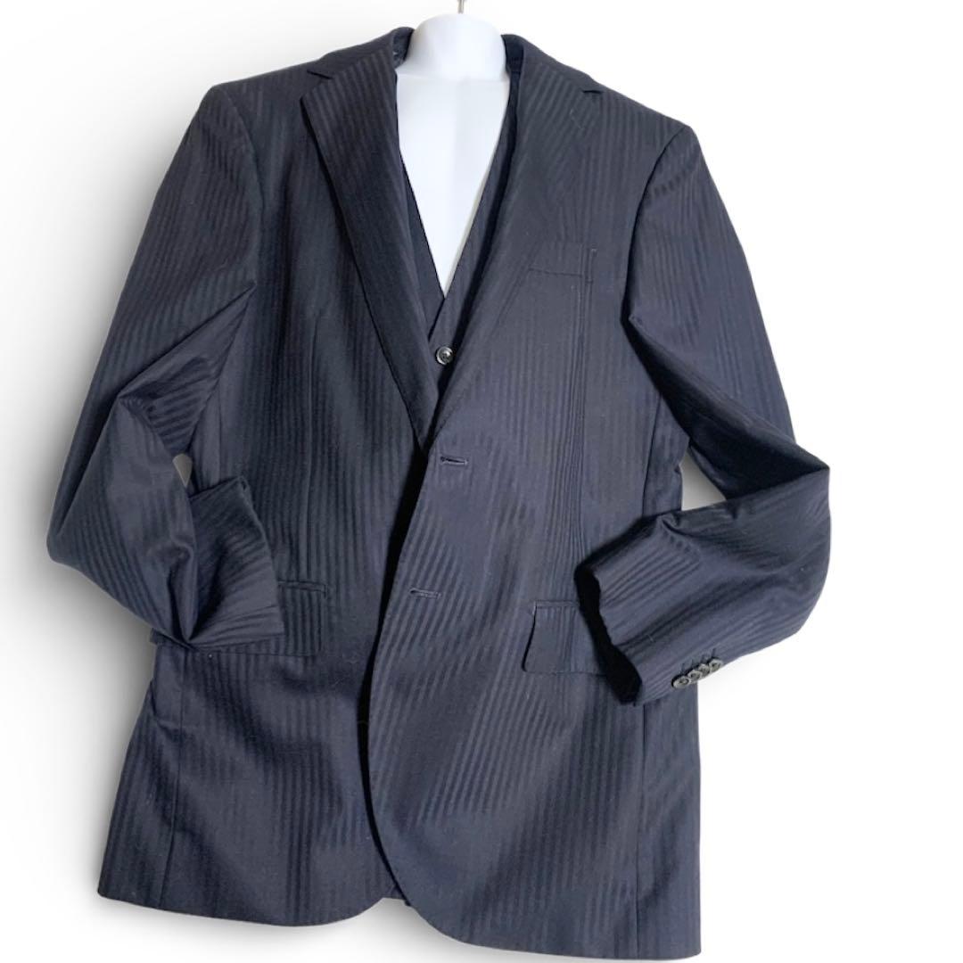 HILTON ネイビーストライプ3点セット　A5 ストレッチ SUPER100’