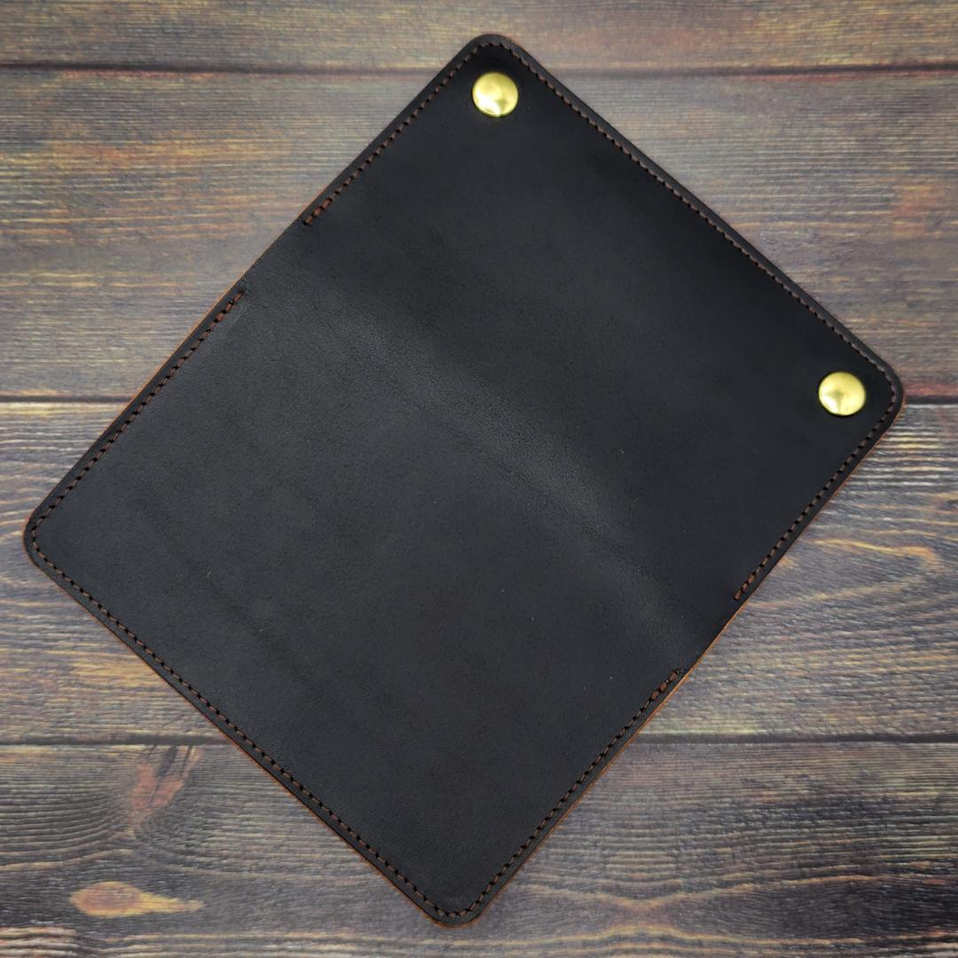 ミドルトラッカーウォレット 栃木レザー ハンドメイド 本革 茶芯ブラック