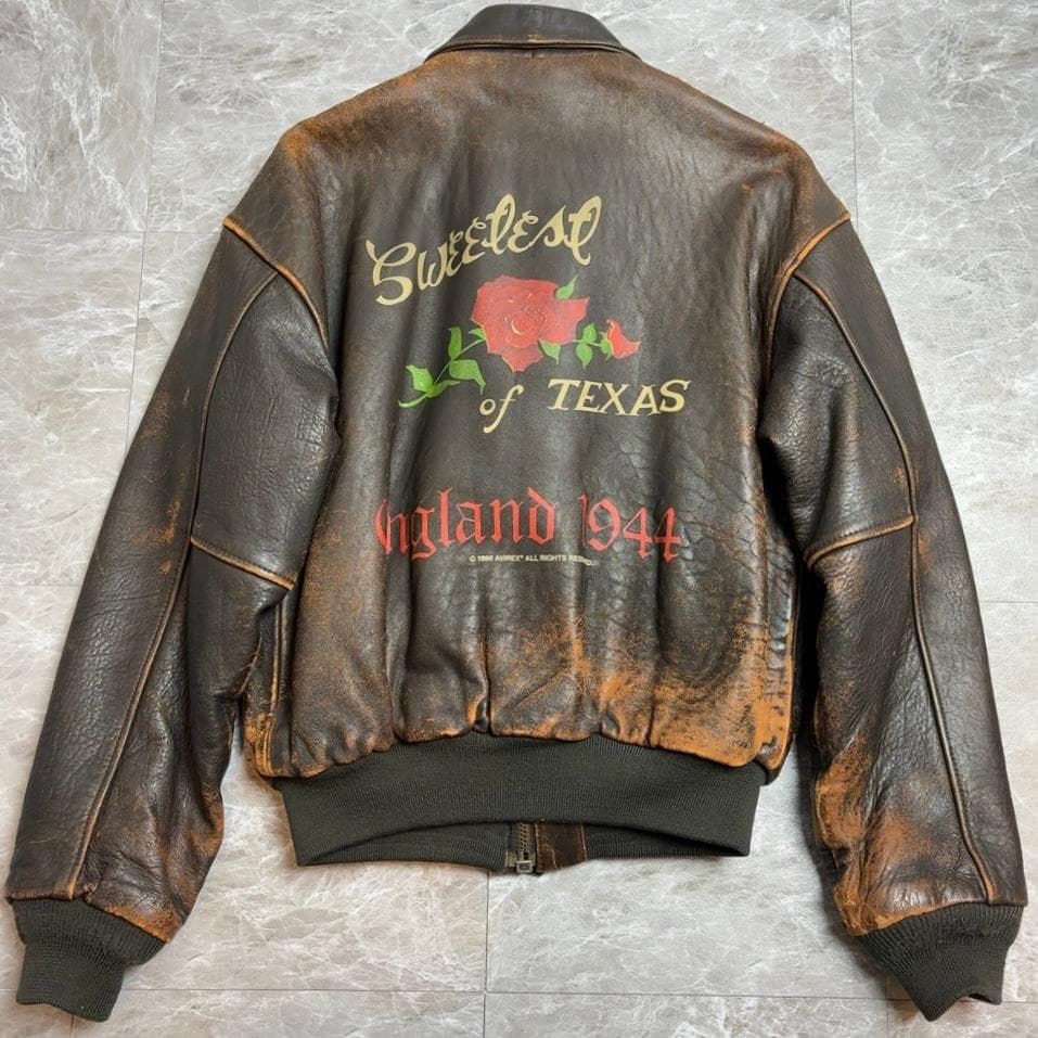 大きい AVIREX A2 フライトジャケット バックプリント シールブラウン