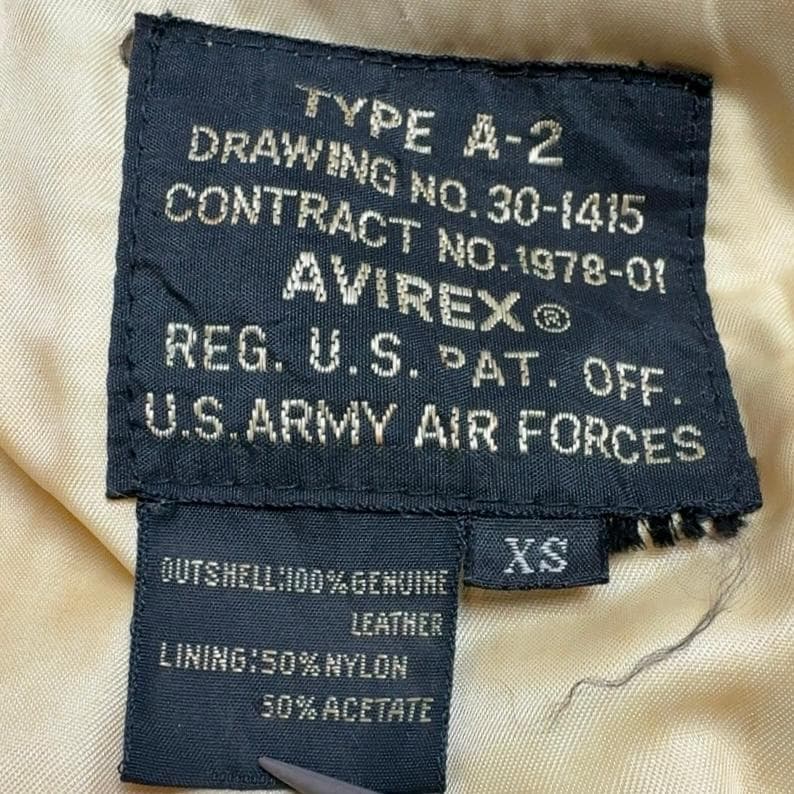大きい AVIREX A2 フライトジャケット バックプリント シールブラウン