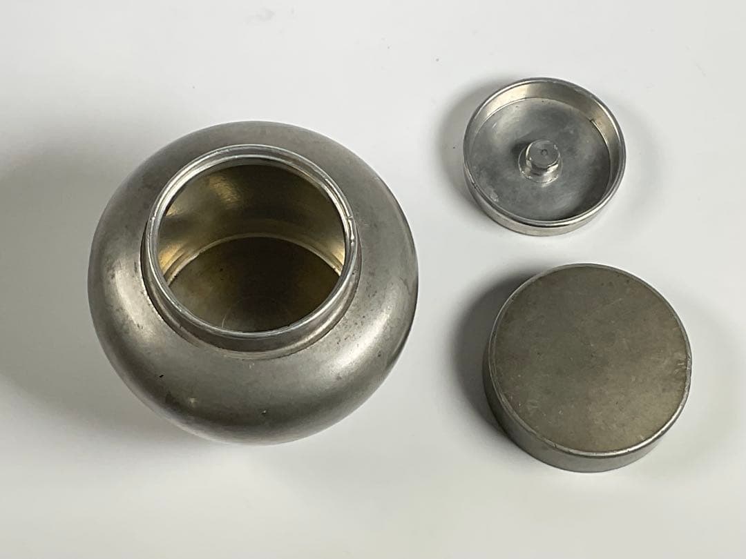 錫　茶入れ　英祥堂造　茶道具　煎茶道具