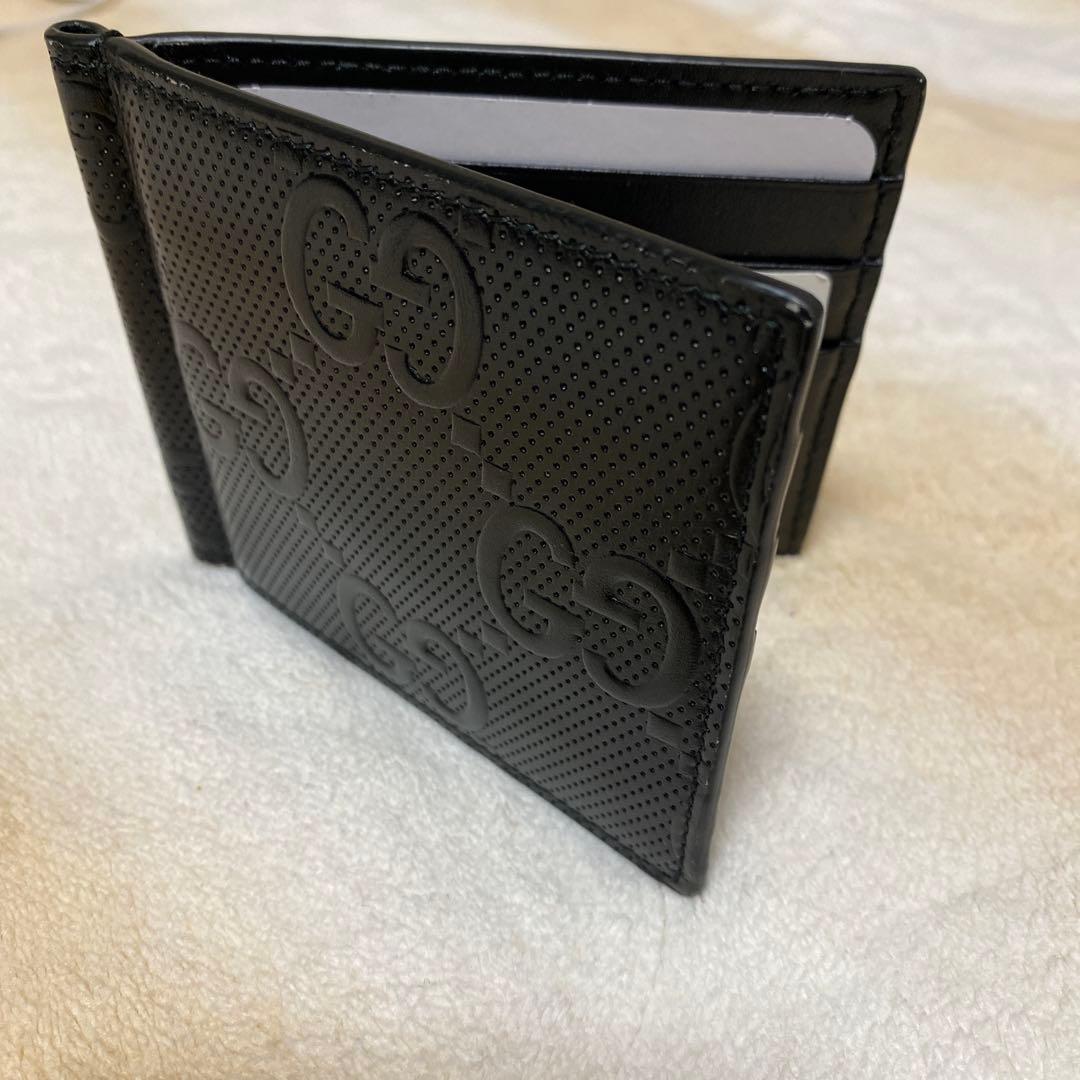 GUCCI グッチ　エンボスレザー マネークリップ