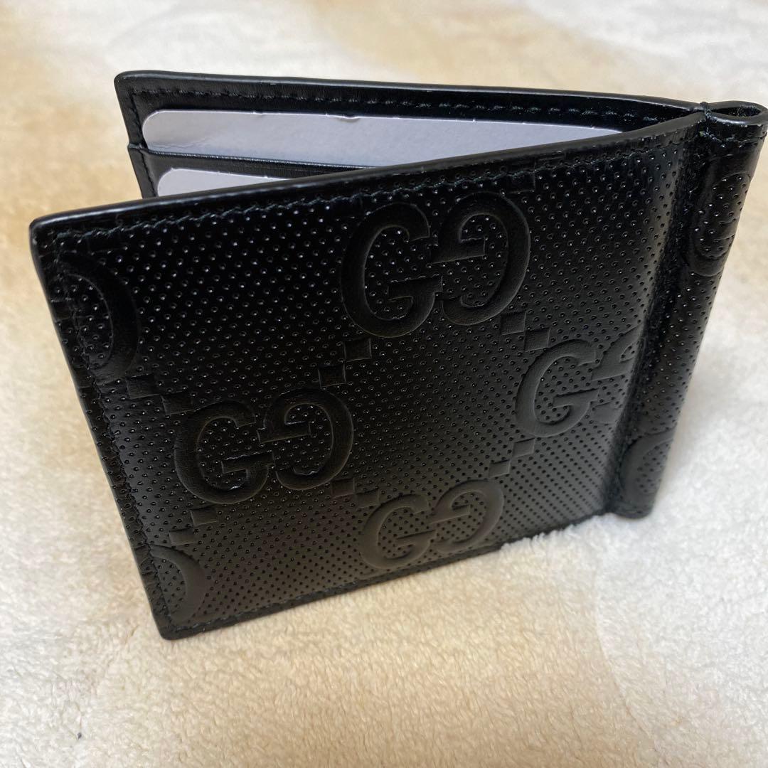 GUCCI グッチ　エンボスレザー マネークリップ
